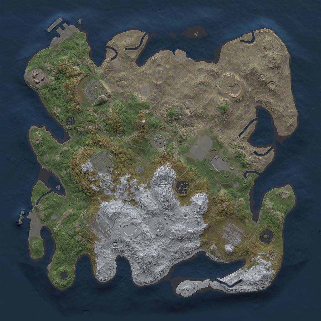 Rust Map: Procedural Map, Size: 3500, Seed: 638493928, 17 Monuments