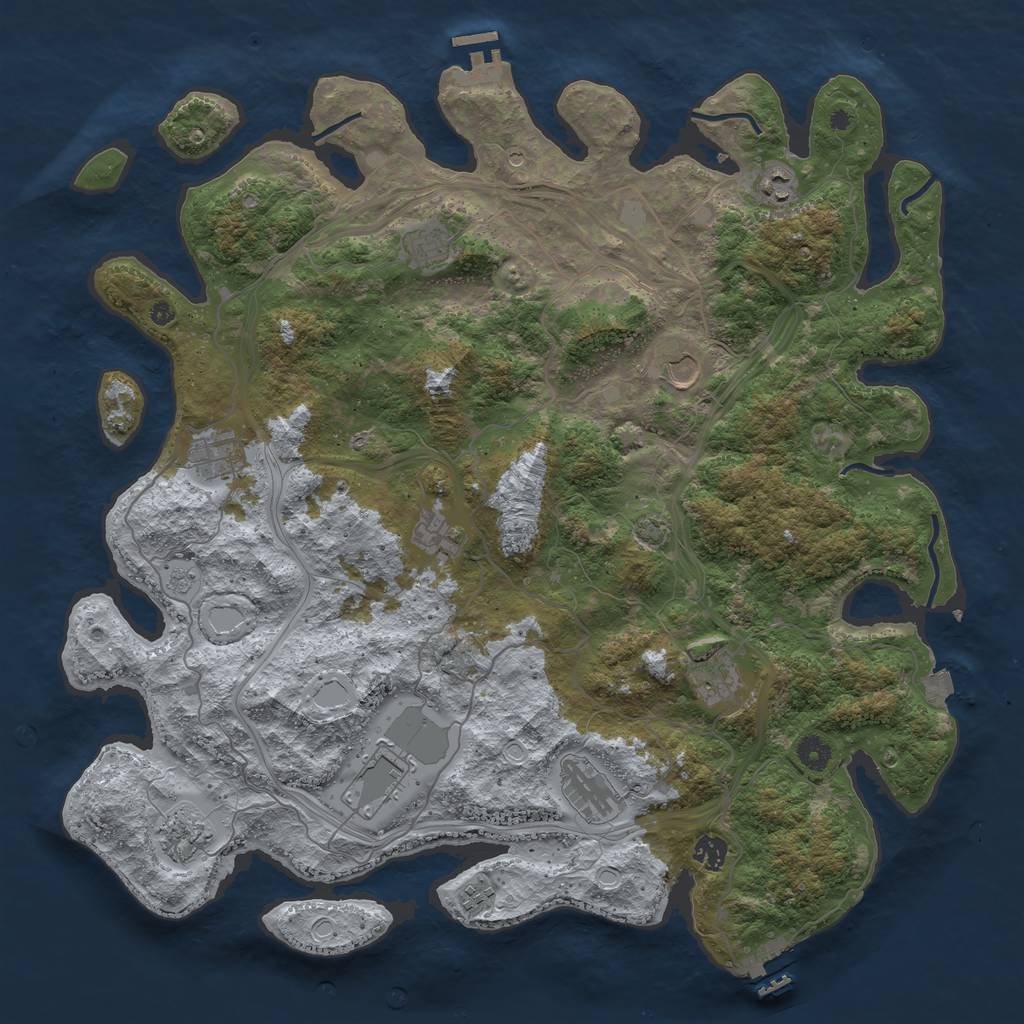 Rust Map: Procedural Map, Size: 4500, Seed: 2117670411, 19 Monuments