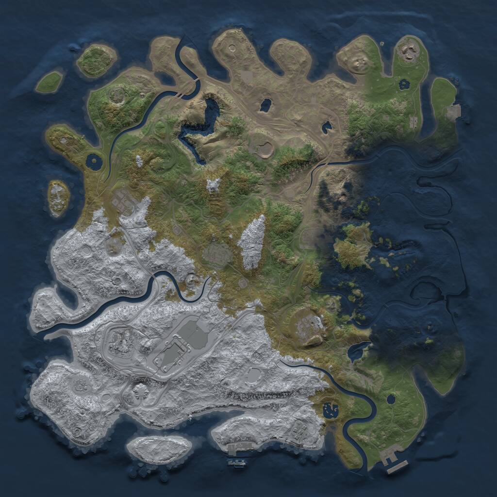 Rust Map: Procedural Map, Size: 4500, Seed: 2117670411, 16 Monuments