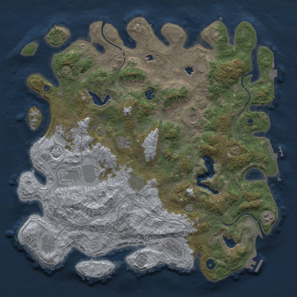 Rust Map: Procedural Map, Size: 4500, Seed: 2117670411, 16 Monuments