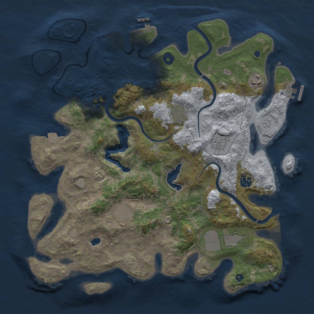 Rust Map: Procedural Map, Size: 4000, Seed: 73133210, 11 Monuments