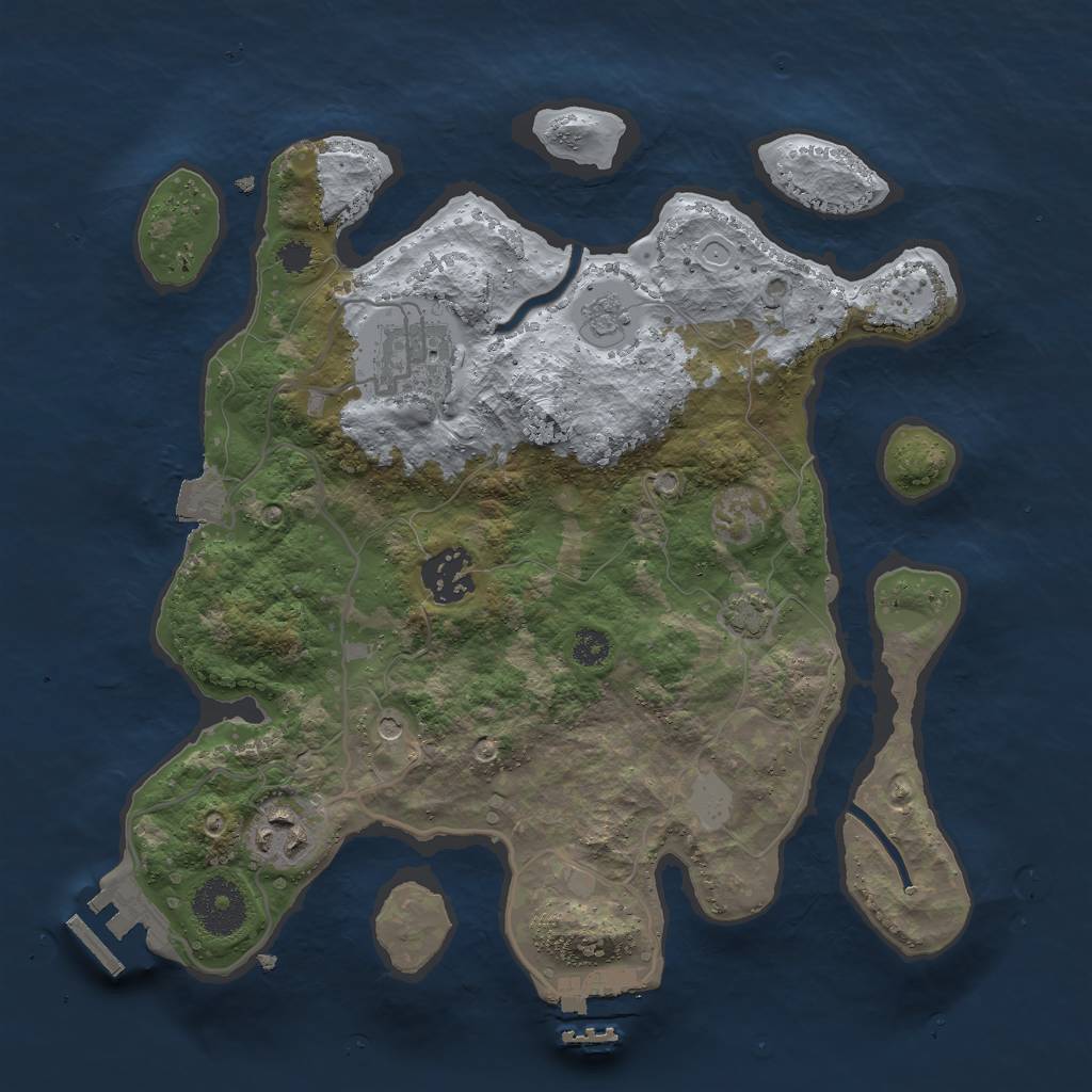 Rust Map: Procedural Map, Size: 3000, Seed: 828224594, 11 Monuments