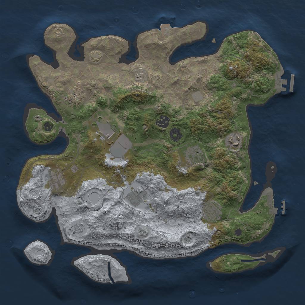 Rust Map: Procedural Map, Size: 3500, Seed: 585771547, 17 Monuments