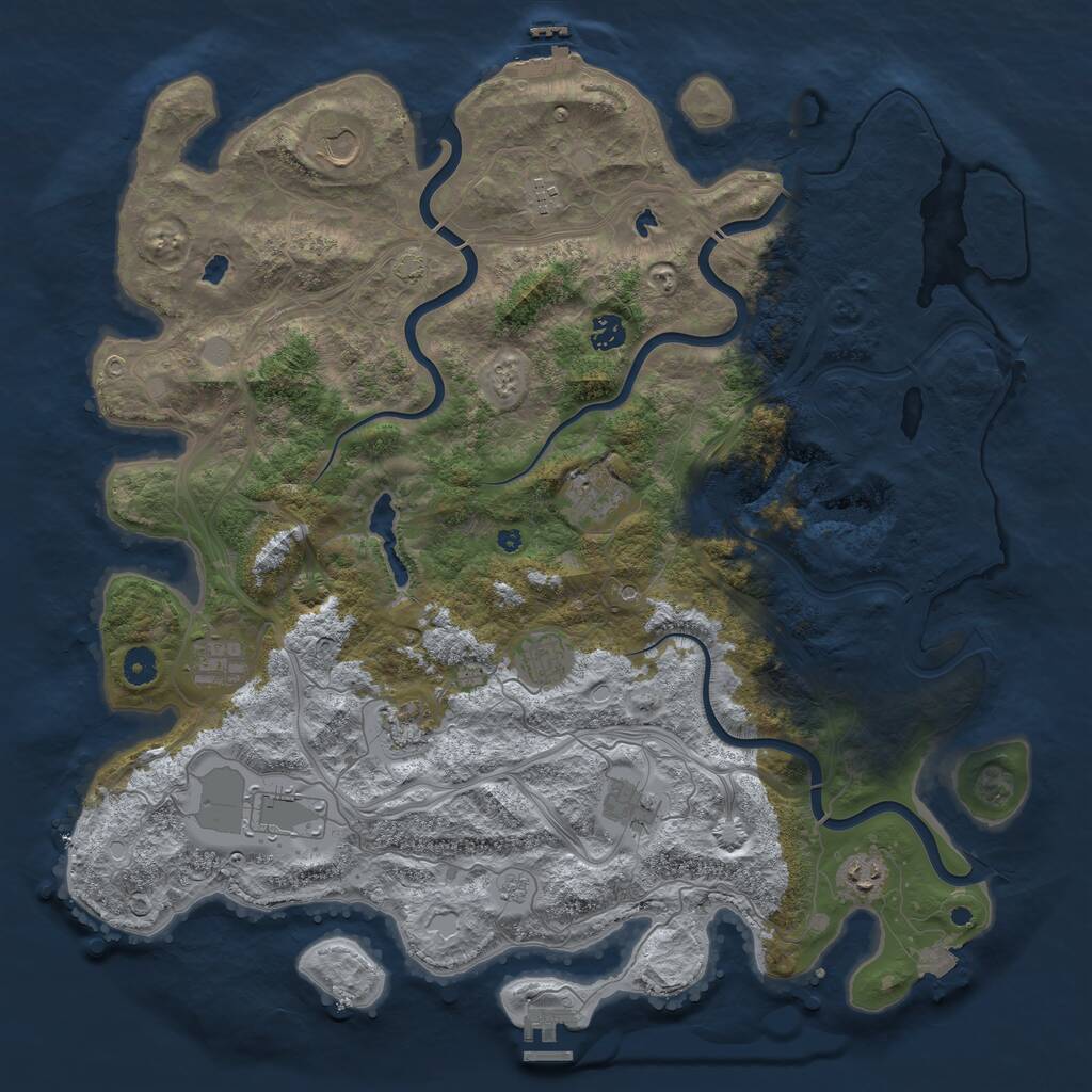 Rust Map: Procedural Map, Size: 4500, Seed: 1156217009, 16 Monuments