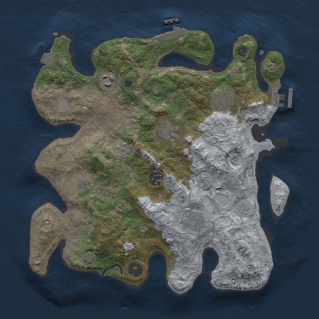 Rust Map: Procedural Map, Size: 3300, Seed: 1279982407, 15 Monuments