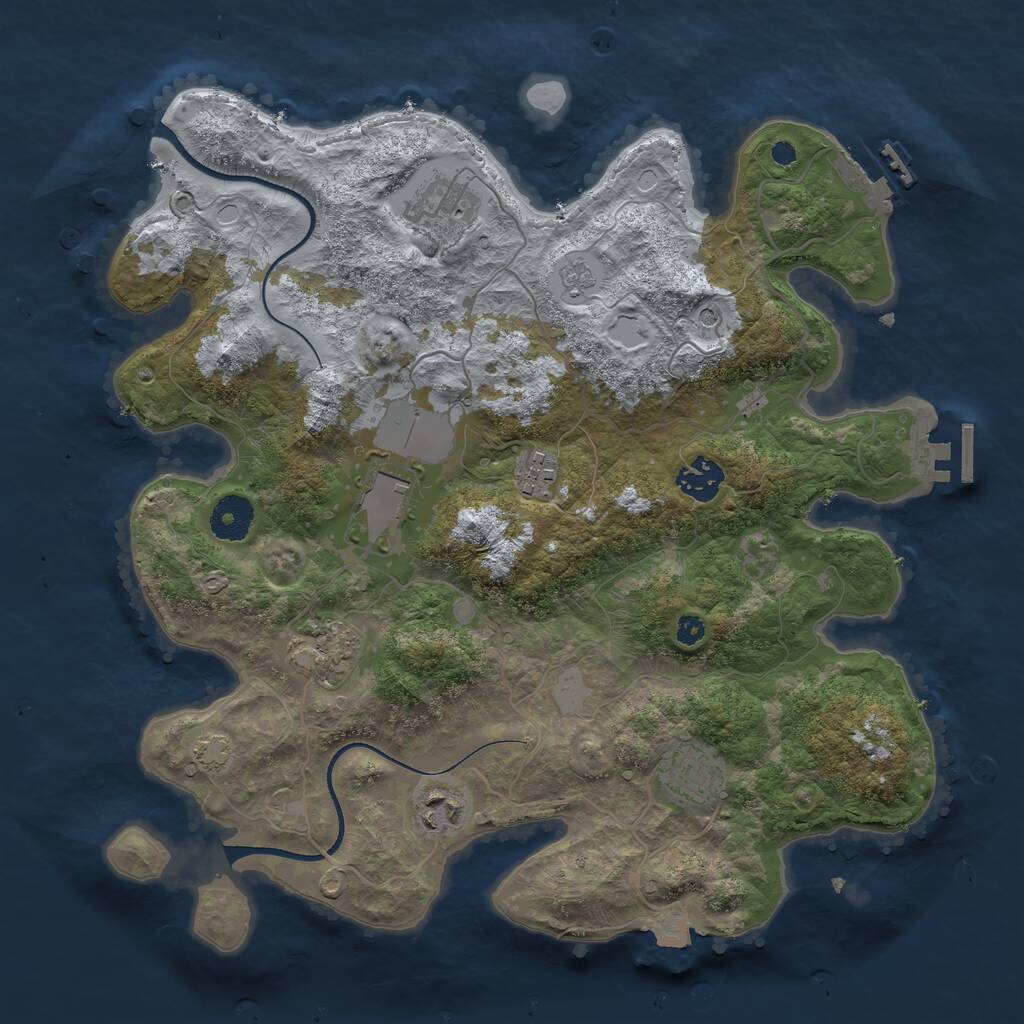 Rust Map: Procedural Map, Size: 3500, Seed: 74379, 13 Monuments