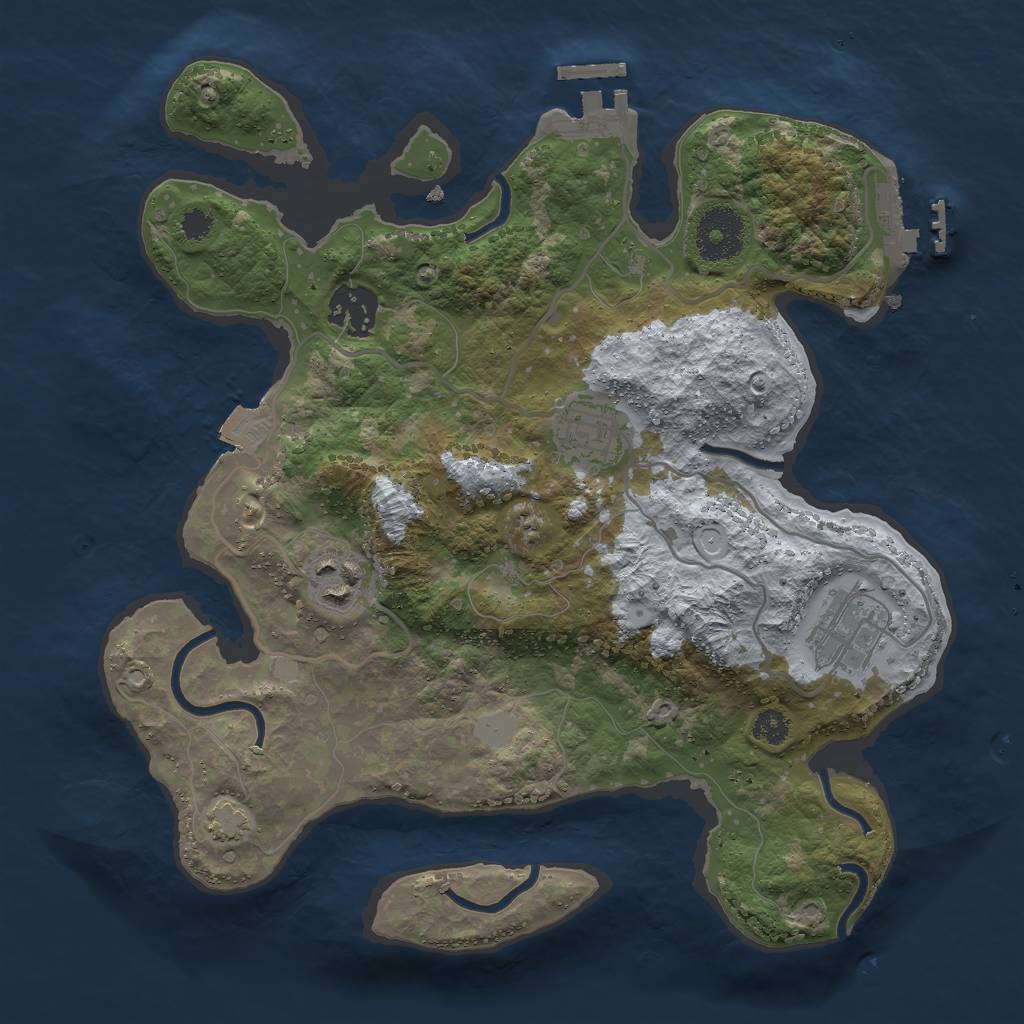 Rust Map: Procedural Map, Size: 3000, Seed: 538762222, 10 Monuments