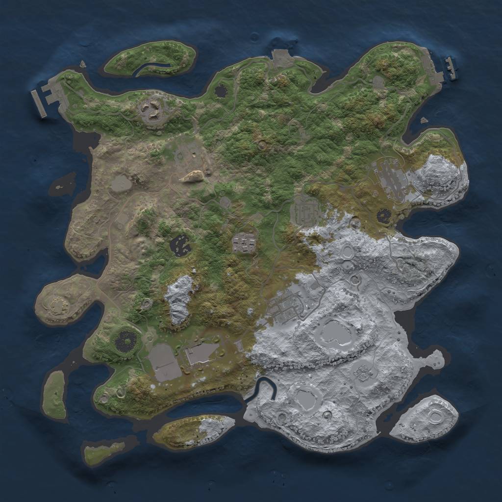 Rust Map: Procedural Map, Size: 3500, Seed: 1729717574, 16 Monuments