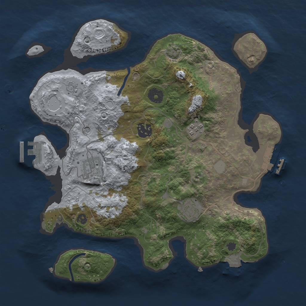 Rust Map: Procedural Map, Size: 3000, Seed: 3737, 12 Monuments