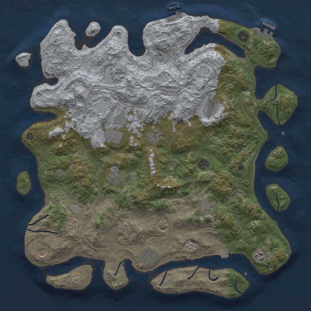 Rust Map: Procedural Map, Size: 4500, Seed: 245152, 19 Monuments