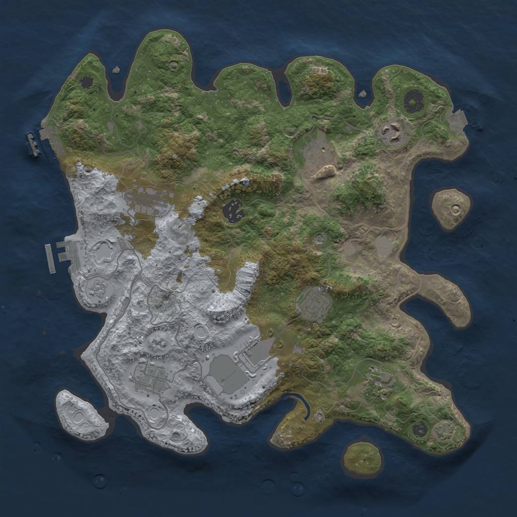 Rust Map: Procedural Map, Size: 3500, Seed: 603042749, 16 Monuments
