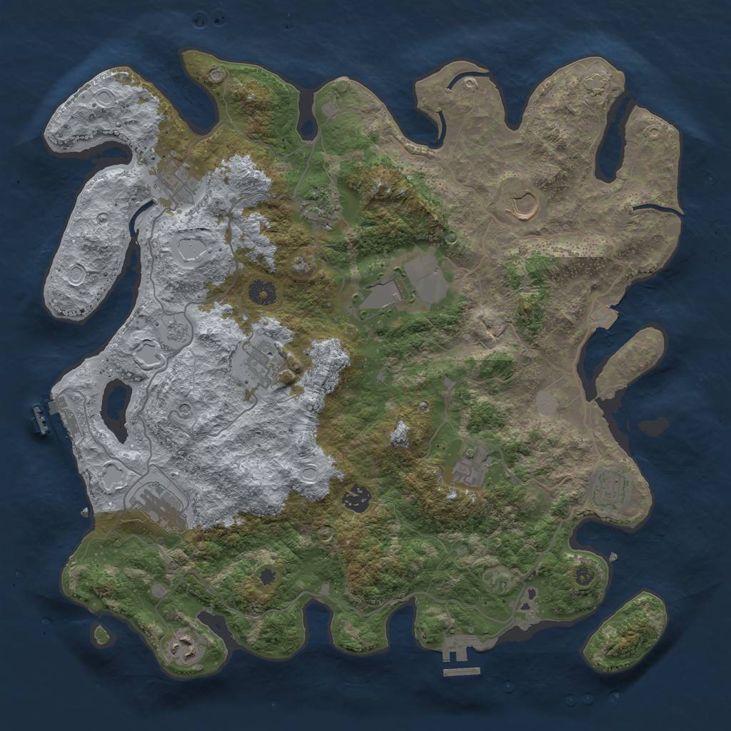 Rust Map: Procedural Map, Size: 4000, Seed: 38322901, 18 Monuments