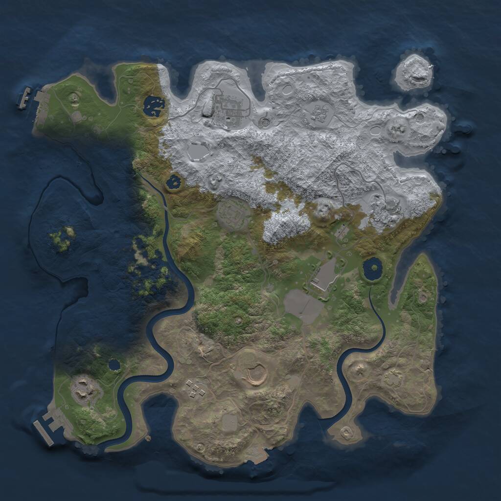Rust Map: Procedural Map, Size: 3500, Seed: 2050117107, 14 Monuments