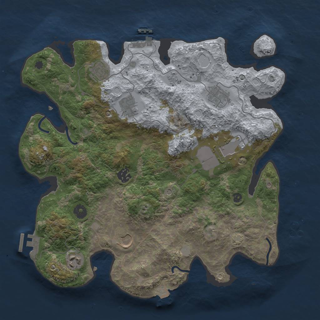 Rust Map: Procedural Map, Size: 3500, Seed: 2050117107, 15 Monuments