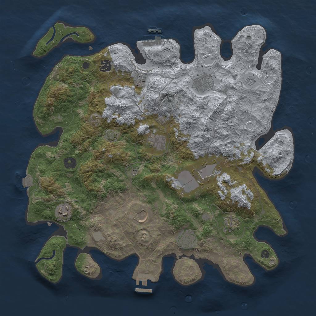 Rust Map: Procedural Map, Size: 3800, Seed: 6670671, 17 Monuments