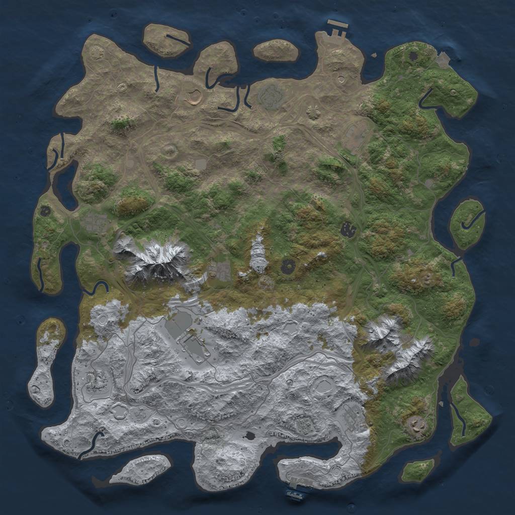 Rust Map: Procedural Map, Size: 5000, Seed: 1914209505, 19 Monuments