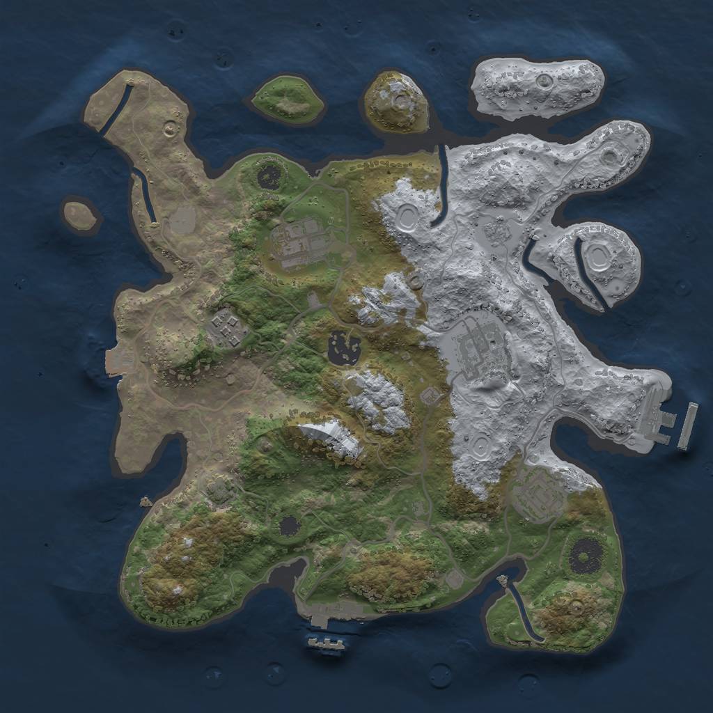 Rust Map: Procedural Map, Size: 3000, Seed: 1445932924, 12 Monuments