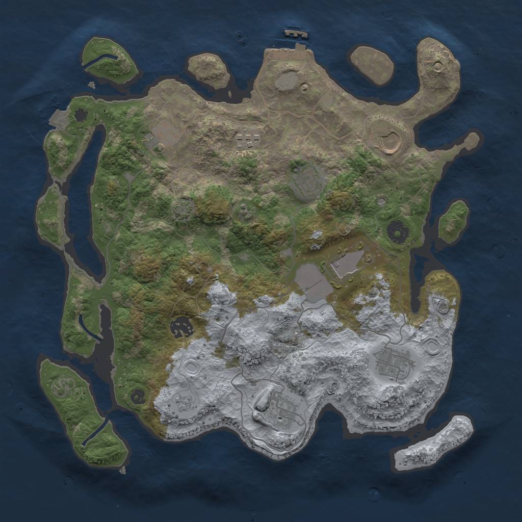 Rust Map: Procedural Map, Size: 3500, Seed: 32452345, 14 Monuments