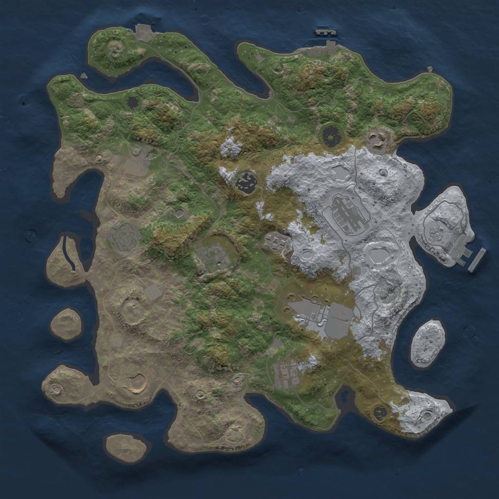 Rust Map: Procedural Map, Size: 3750, Seed: 731743018, 18 Monuments