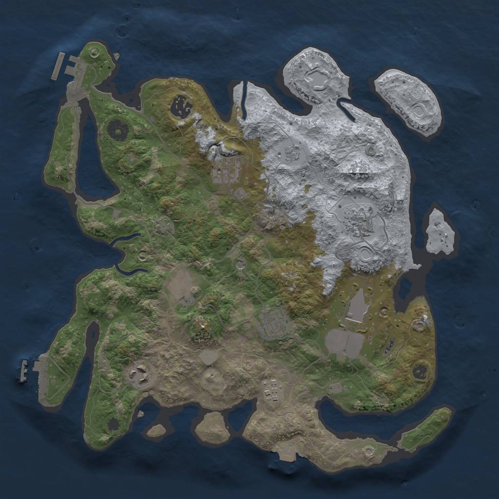 Rust Map: Procedural Map, Size: 3500, Seed: 205260679, 16 Monuments