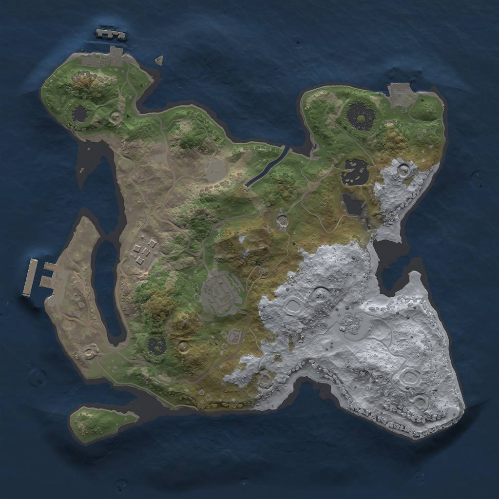 Rust Map: Procedural Map, Size: 2650, Seed: 901593791, 10 Monuments