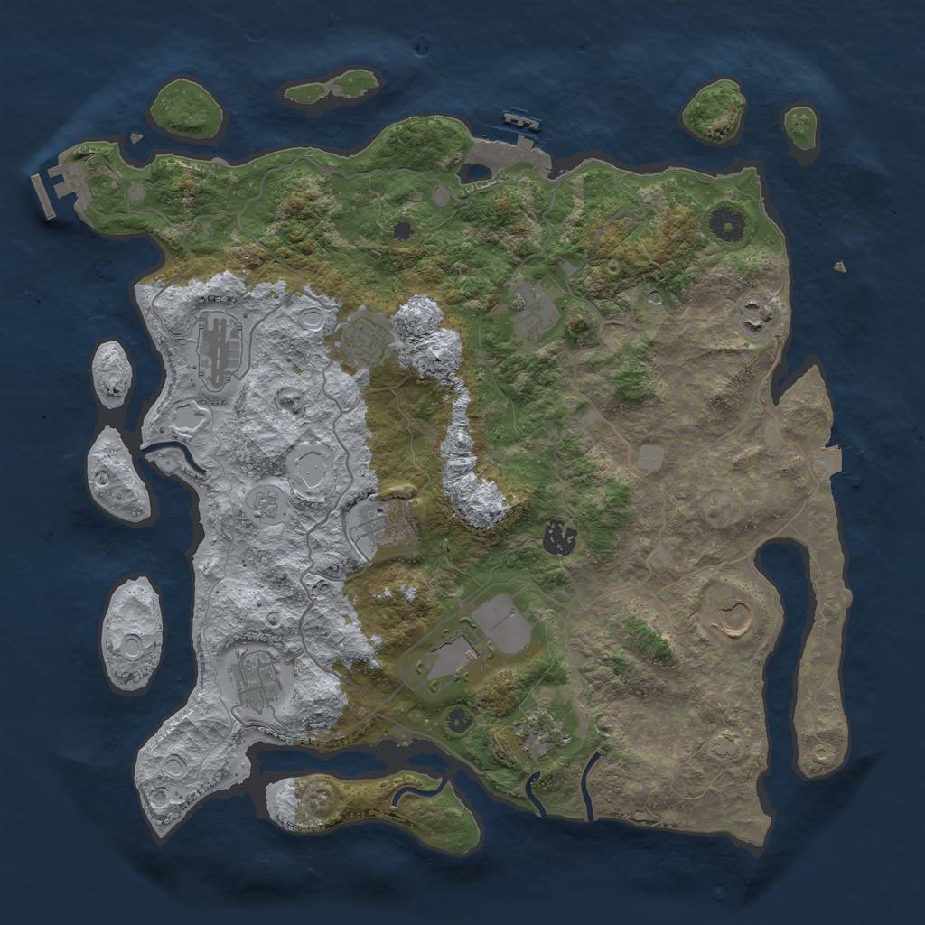 Rust Map: Procedural Map, Size: 4000, Seed: 1788505257, 18 Monuments