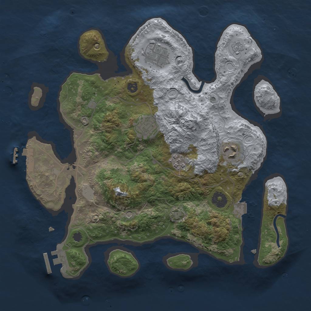 Rust Map: Procedural Map, Size: 3000, Seed: 1888159279, 12 Monuments