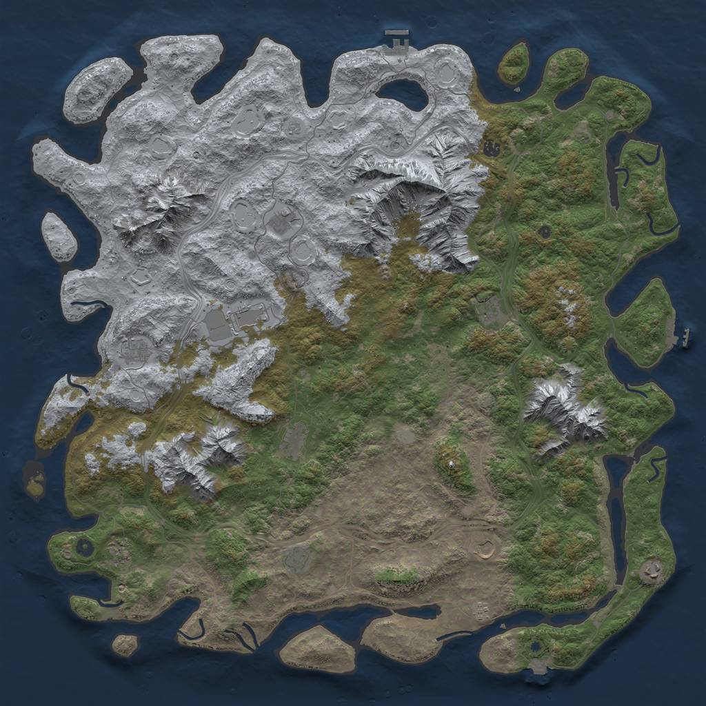 Rust Map: Procedural Map, Size: 6000, Seed: 3439994, 19 Monuments