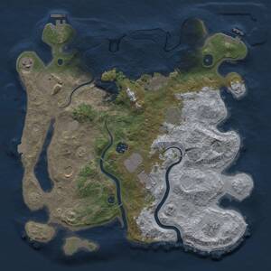 Thumbnail Rust Map: Procedural Map, Size: 3700, Seed: 1838625884, 15 Monuments