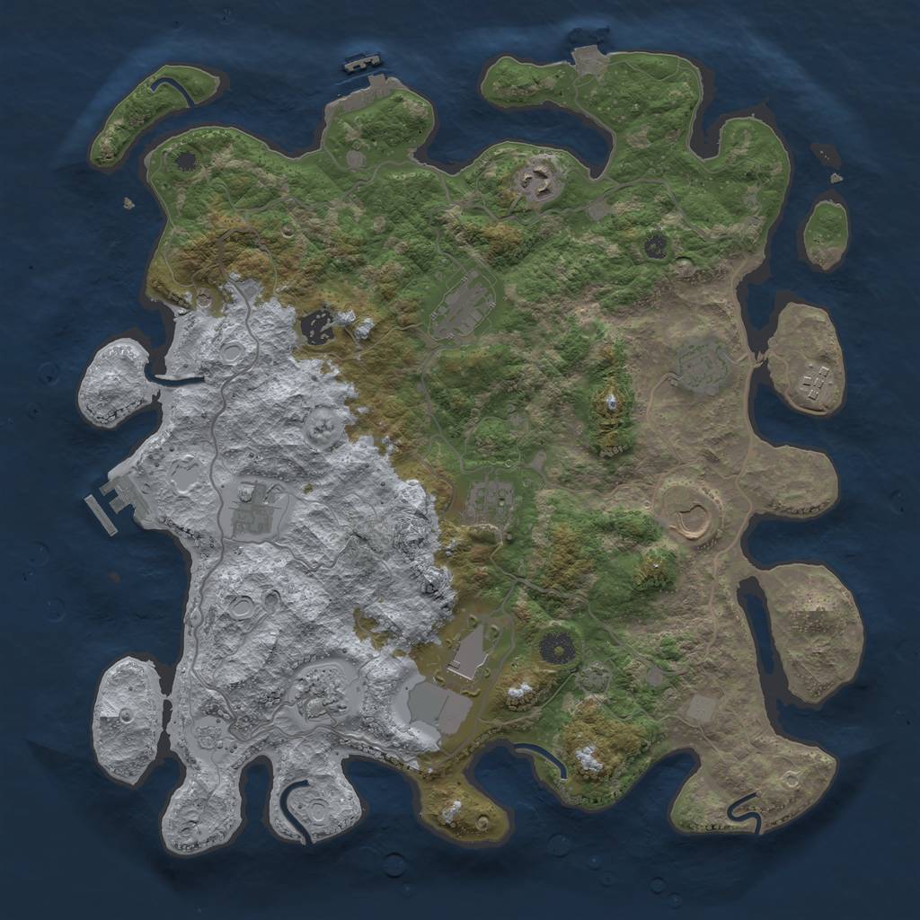 Rust Map: Procedural Map, Size: 4000, Seed: 268046264, 18 Monuments