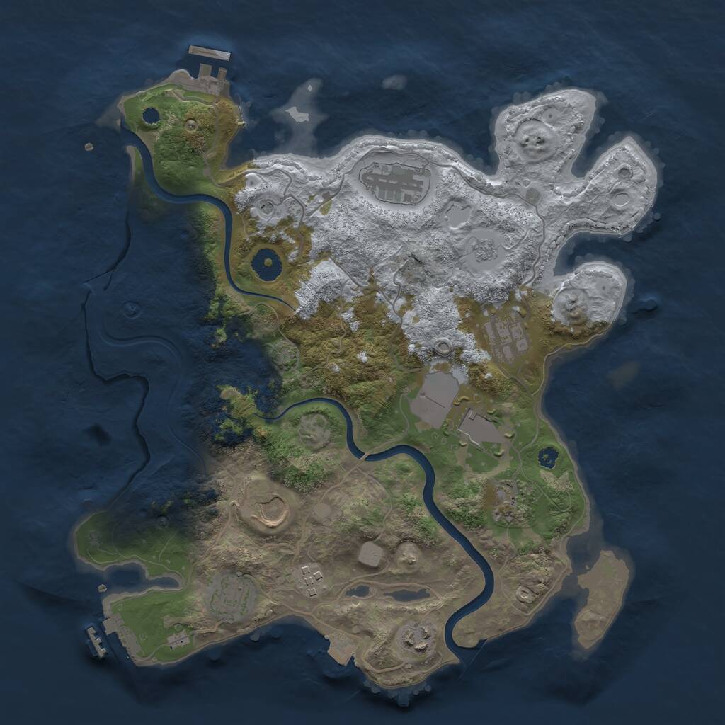 Rust Map: Procedural Map, Size: 3550, Seed: 402042335, 14 Monuments