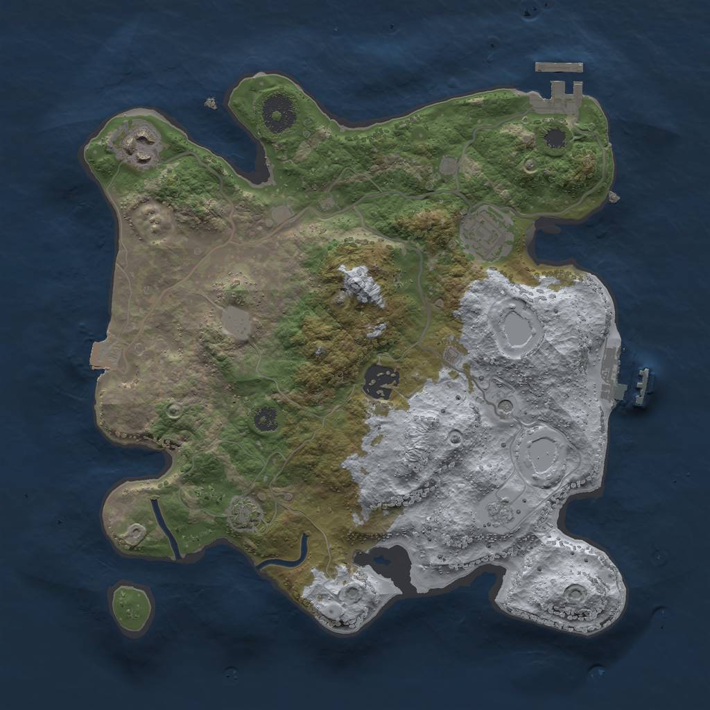 Rust Map: Procedural Map, Size: 3000, Seed: 648920128, 11 Monuments