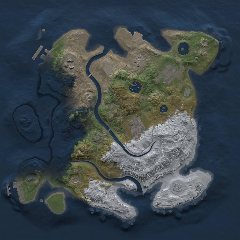 Rust Map: Procedural Map, Size: 3000, Seed: 373737, 11 Monuments