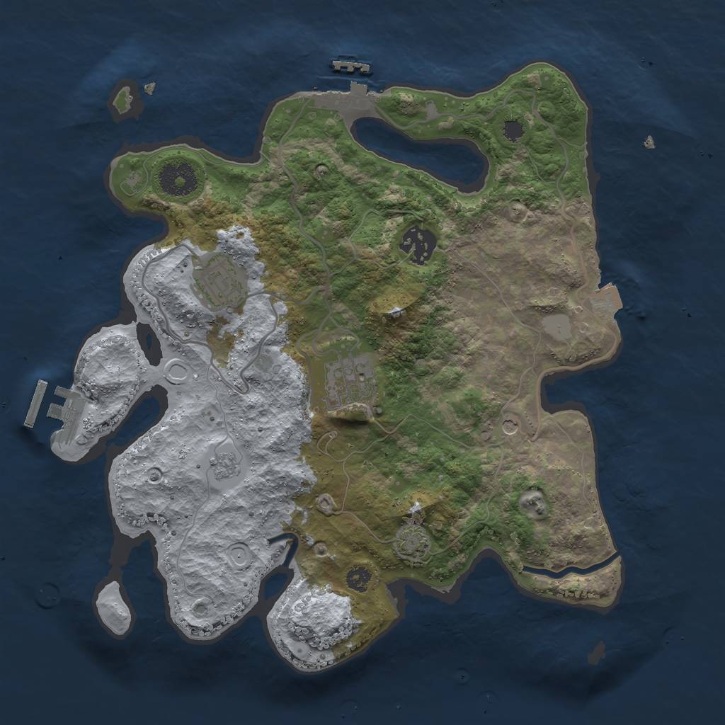 Rust Map: Procedural Map, Size: 3000, Seed: 1823597, 11 Monuments