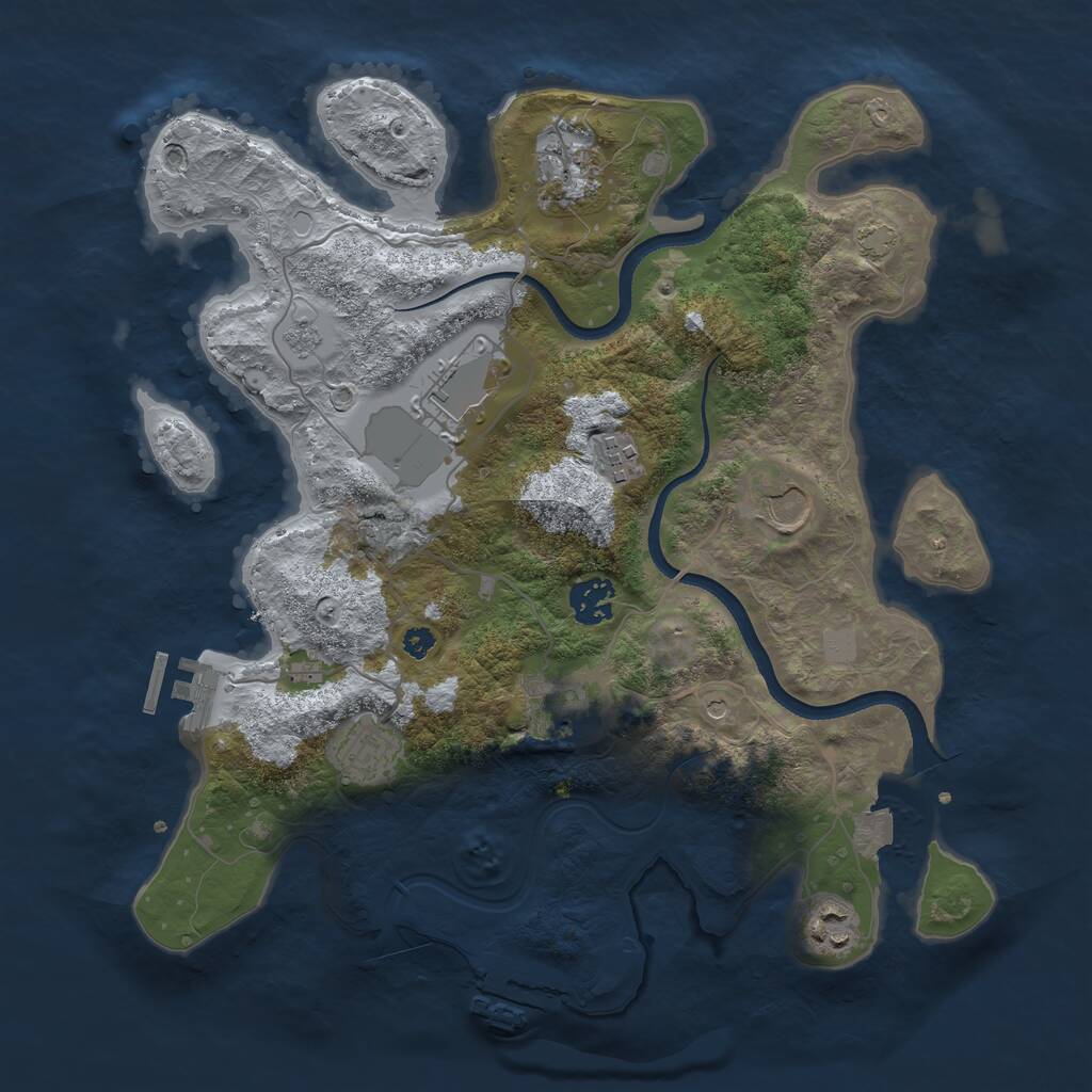 Rust Map: Procedural Map, Size: 3500, Seed: 23338, 14 Monuments