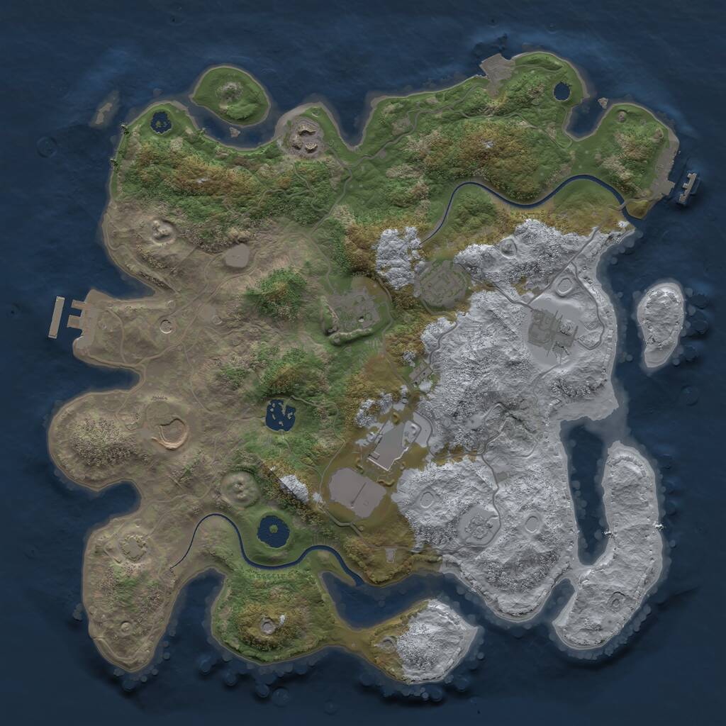 Rust Map: Procedural Map, Size: 3500, Seed: 2002501278, 13 Monuments