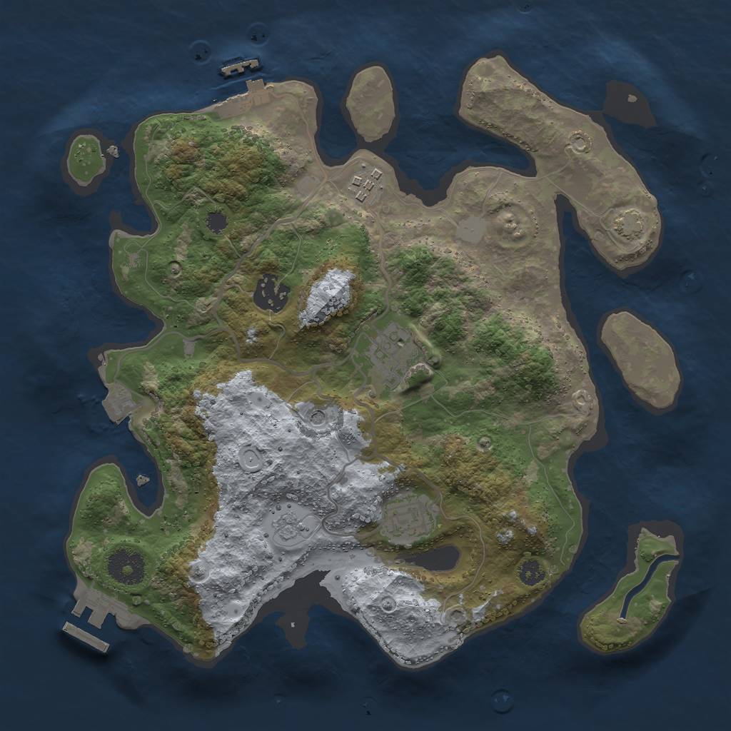 Rust Map: Procedural Map, Size: 3000, Seed: 28139, 12 Monuments