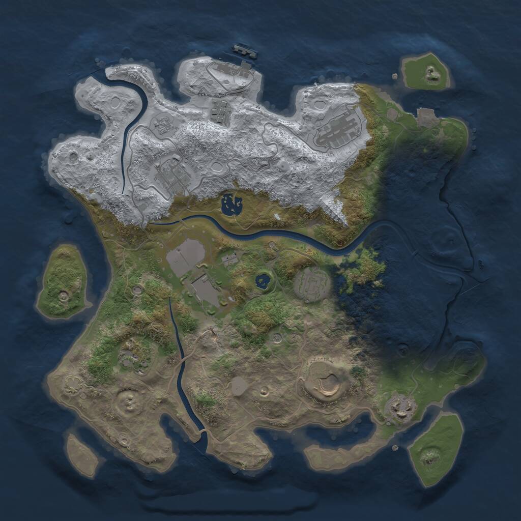 Rust Map: Procedural Map, Size: 3500, Seed: 332148478, 14 Monuments