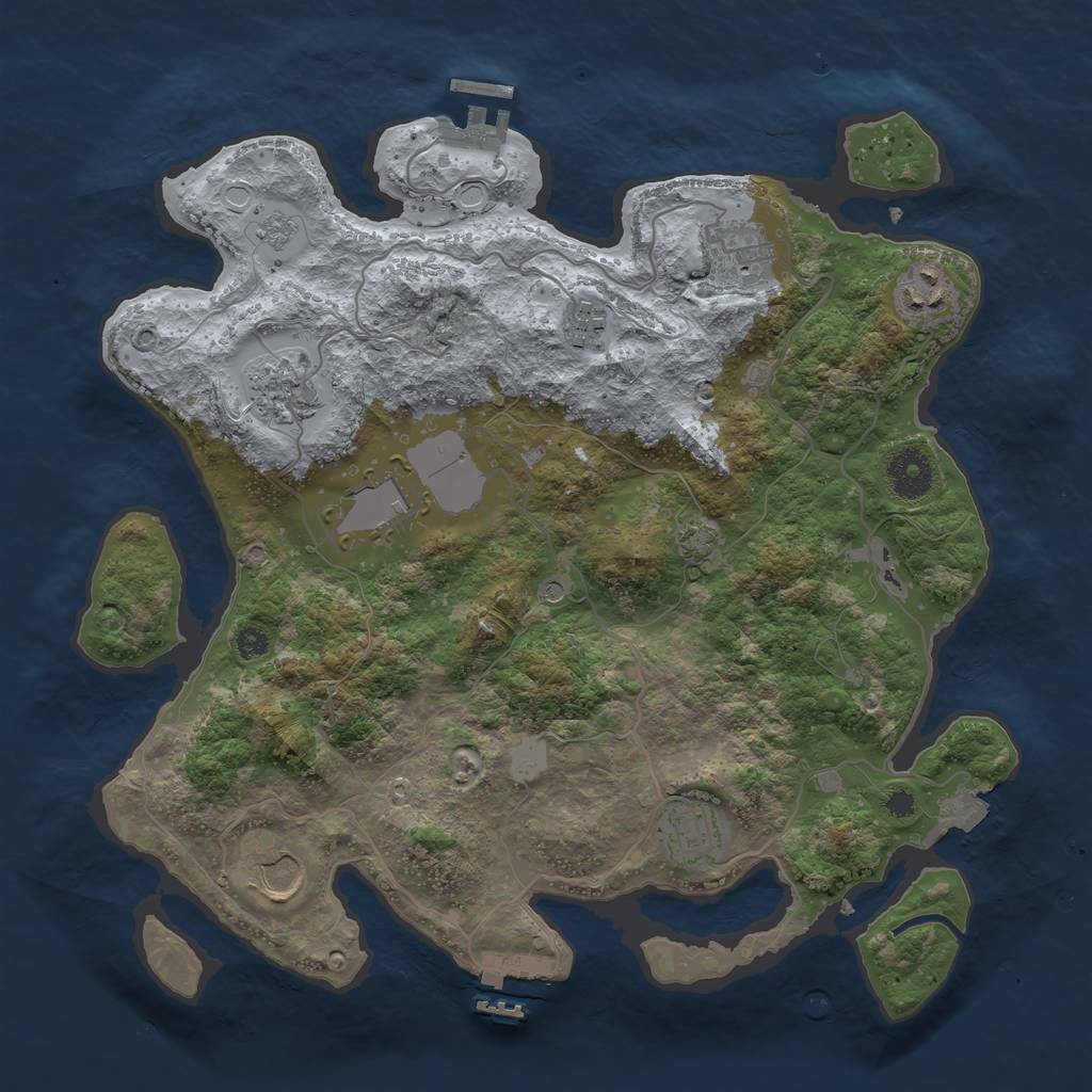 Rust Map: Procedural Map, Size: 3500, Seed: 332148478, 15 Monuments