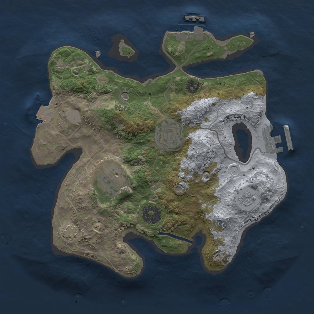 Rust Map: Procedural Map, Size: 2500, Seed: 94525, 10 Monuments