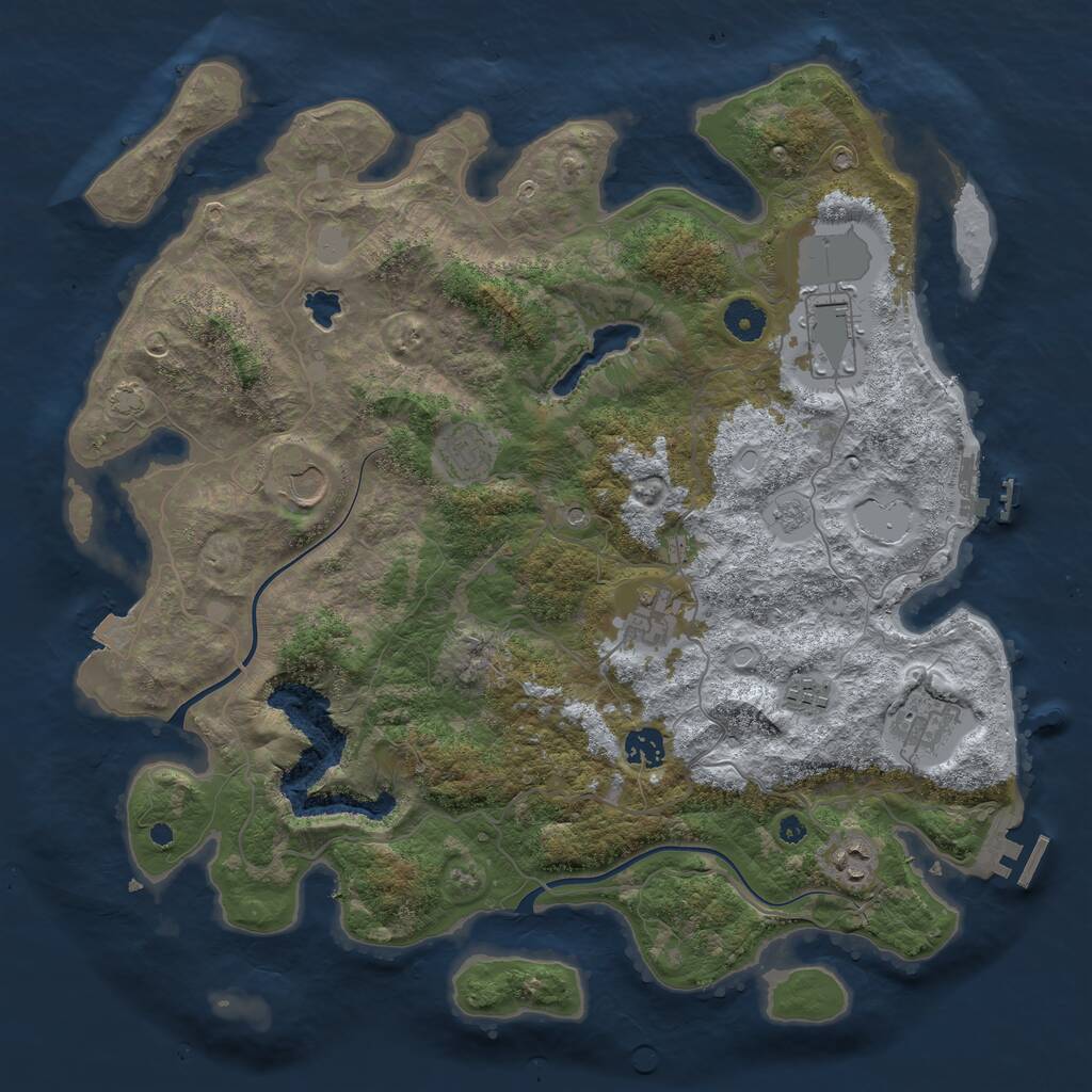 Rust Map: Procedural Map, Size: 4000, Seed: 1751321202, 14 Monuments