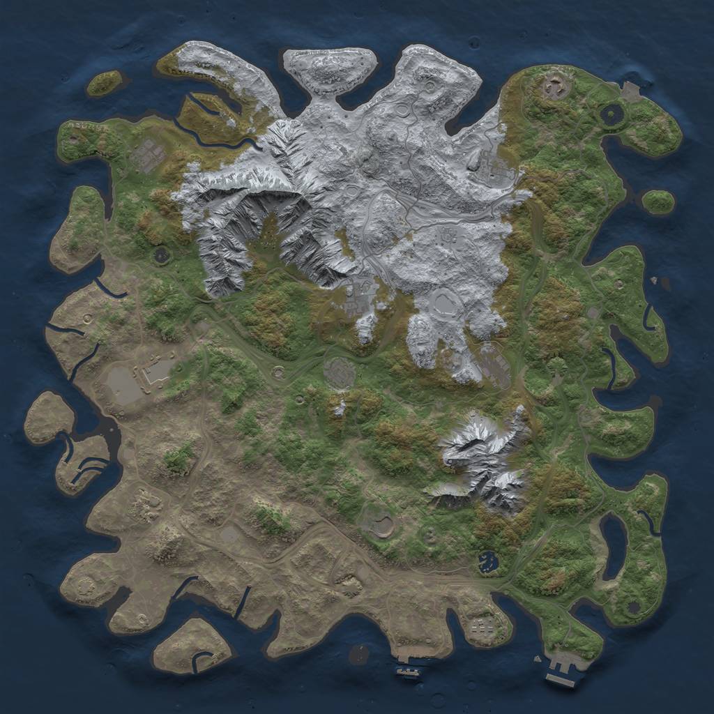 Rust Map: Procedural Map, Size: 5000, Seed: 156123, 19 Monuments