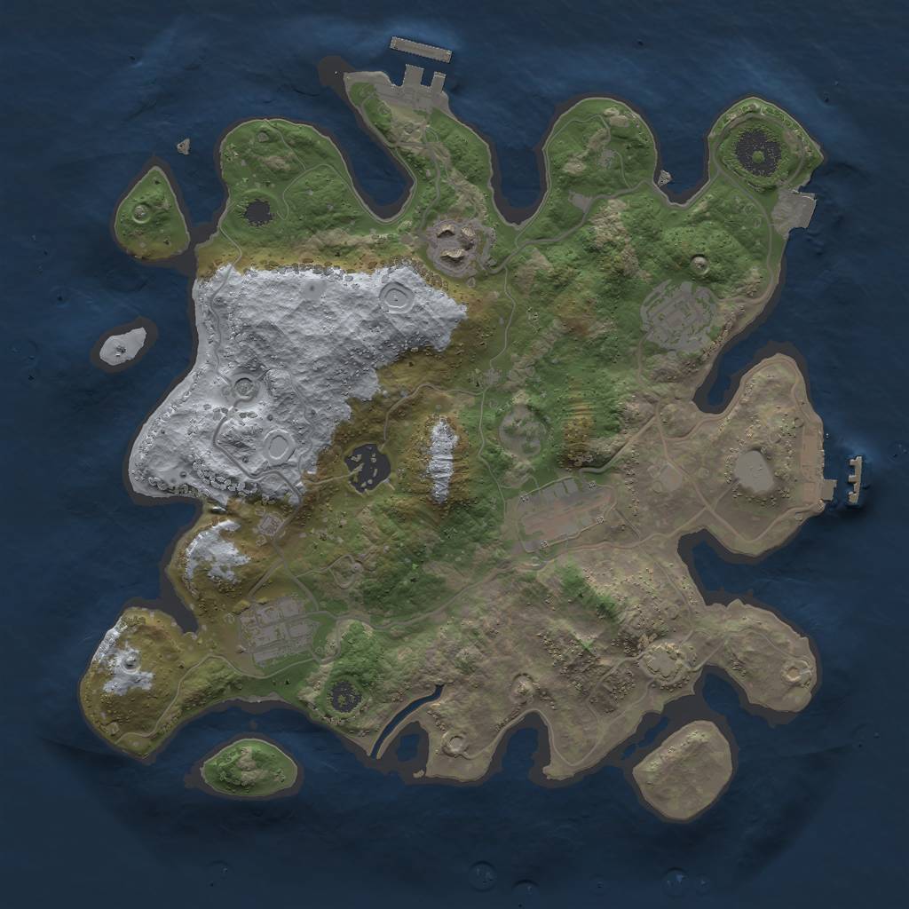 Rust Map: Procedural Map, Size: 3000, Seed: 981919512, 12 Monuments