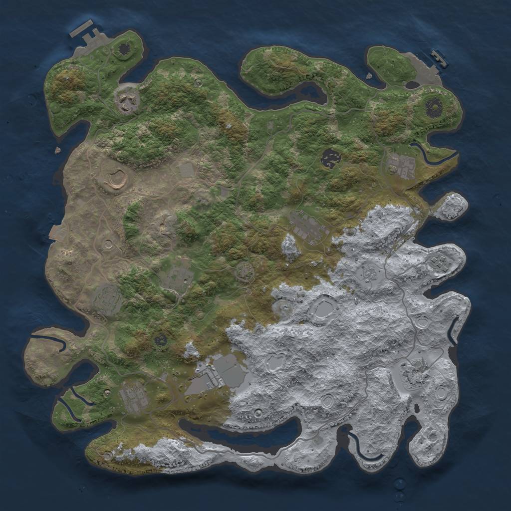 Rust Map: Procedural Map, Size: 4000, Seed: 19050895, 19 Monuments