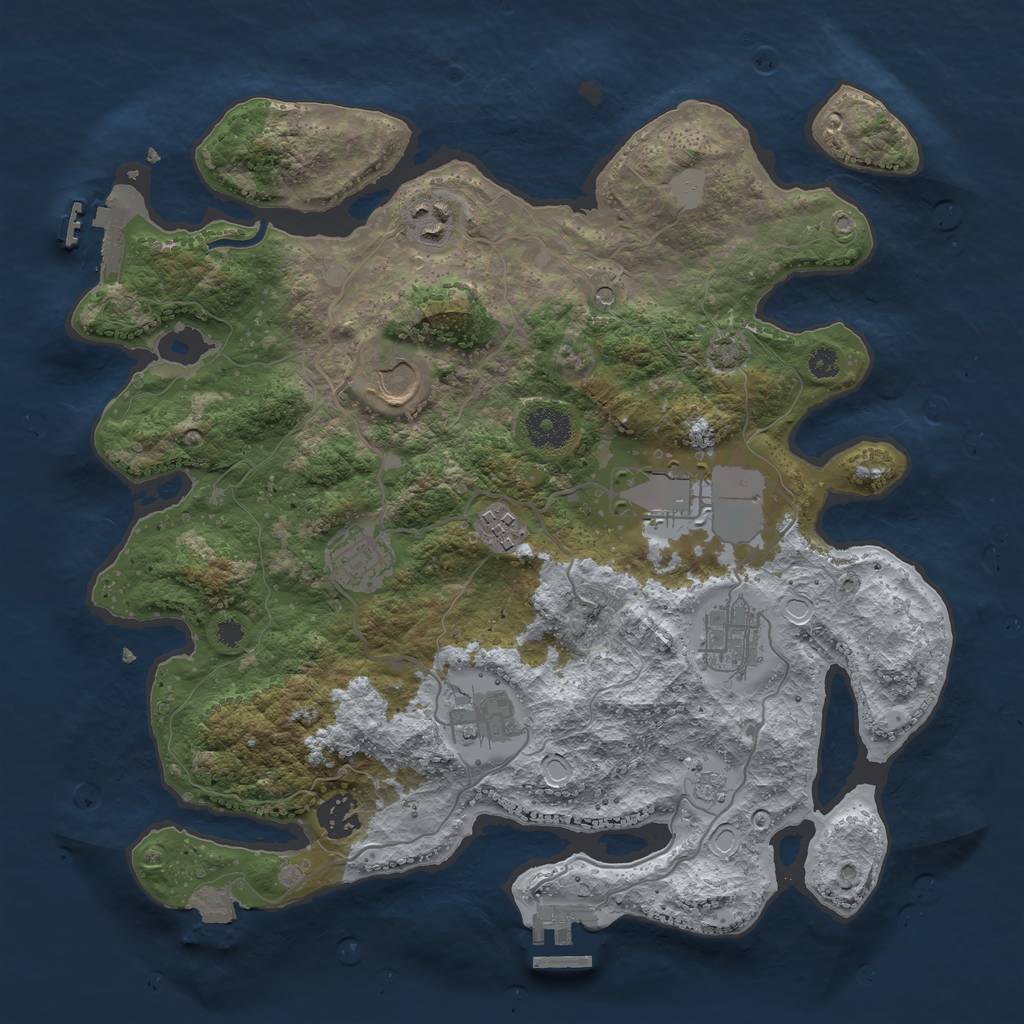 Rust Map: Procedural Map, Size: 3500, Seed: 1644688160, 16 Monuments