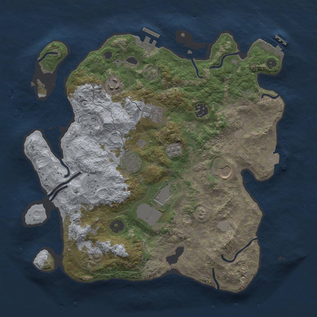 Rust Map: Procedural Map, Size: 3500, Seed: 142223111, 16 Monuments
