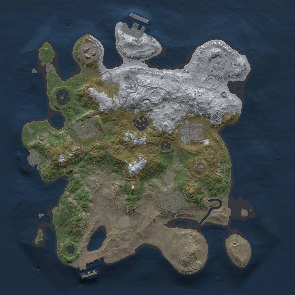 Rust Map: Procedural Map, Size: 3000, Seed: 38718, 13 Monuments