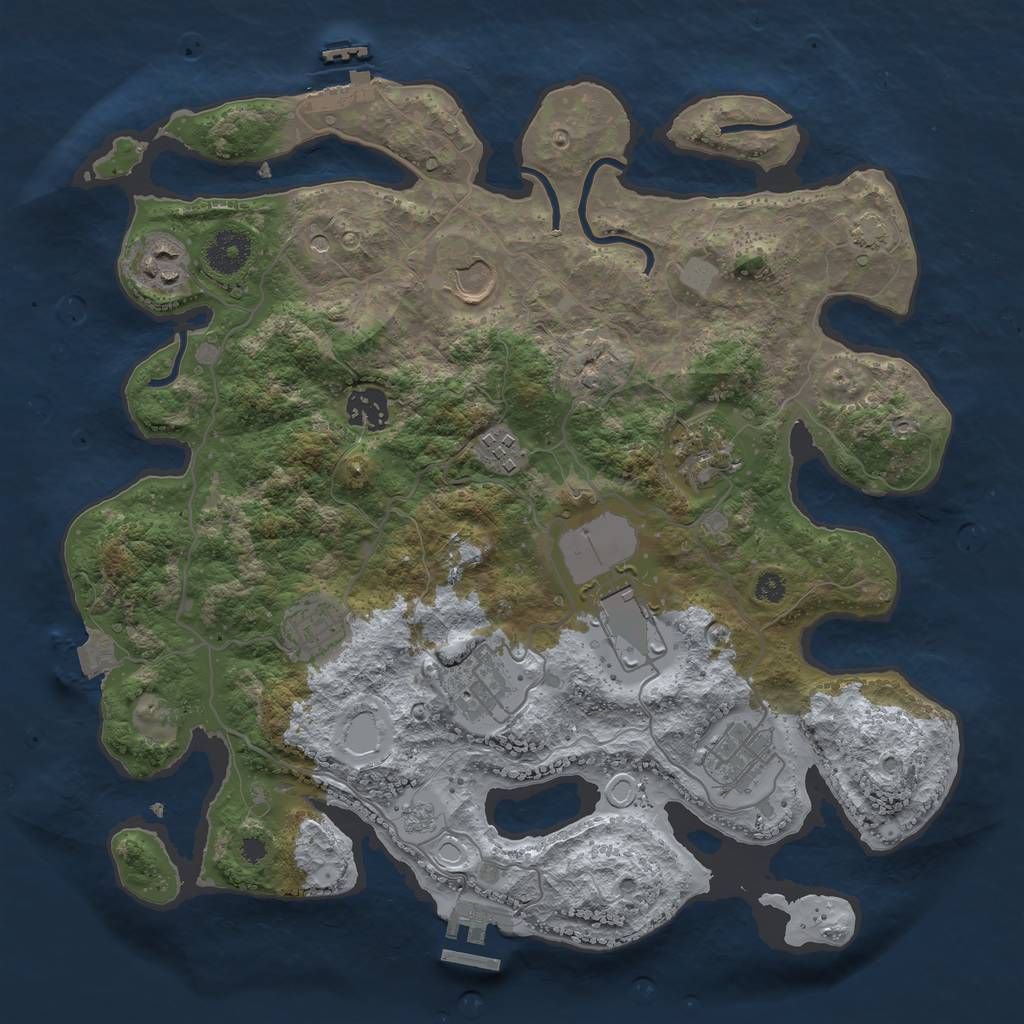 Rust Map: Procedural Map, Size: 3500, Seed: 1340980713, 17 Monuments