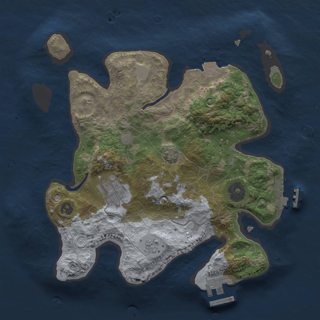 Rust Map: Procedural Map, Size: 2600, Seed: 8007, 8 Monuments