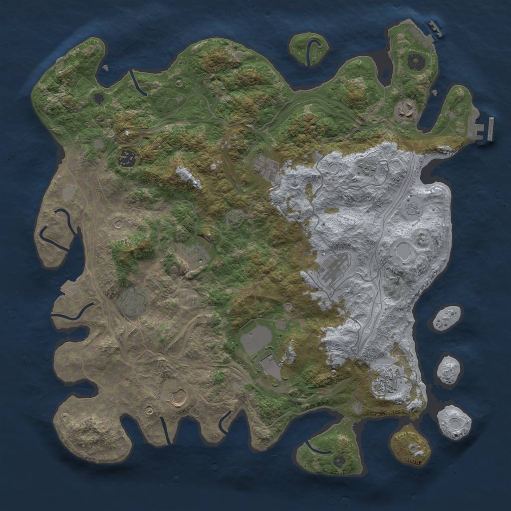 Rust Map: Procedural Map, Size: 4300, Seed: 235538, 18 Monuments